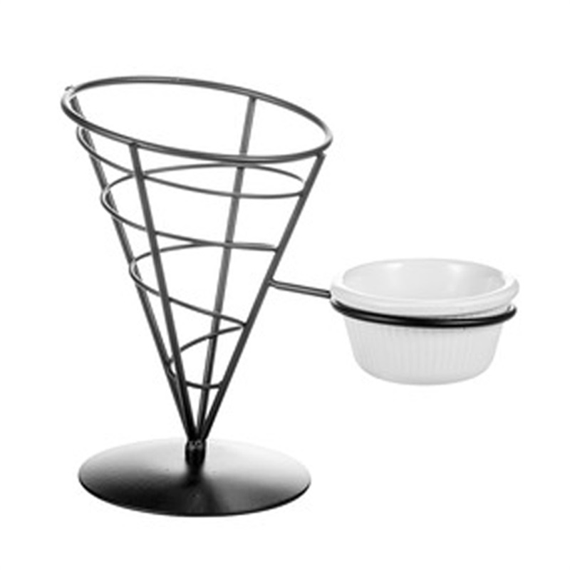 14078 Stainless Steel Conical Basket With Sauce Cup